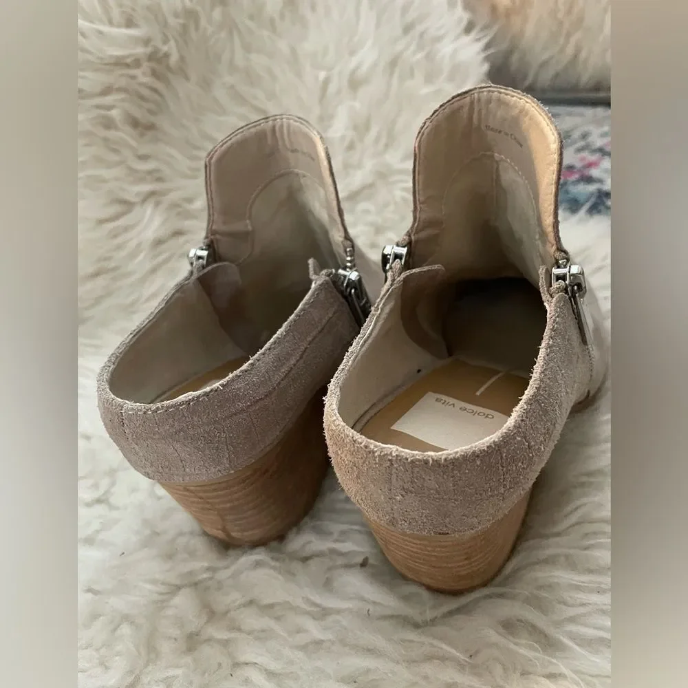 Dolce Vita Boots Mule Light Taupe Suede w/Croc Print  7